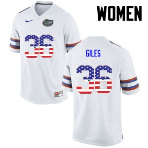 Women's Eddie Giles White UF #36 USA Flag Fashion Embroidery Jerseys