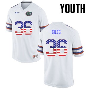 Youth Eddie Giles White Florida #36 USA Flag Fashion Player Jersey