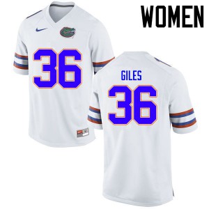 Women's Eddie Giles White Florida #36 NCAA Jerseys