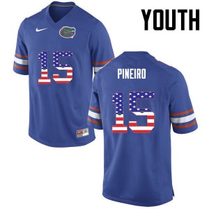 Youth Eddy Pineiro Blue Florida #15 USA Flag Fashion University Jersey