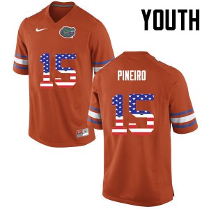 Youth Eddy Pineiro Orange Florida Gators #15 USA Flag Fashion Player Jerseys