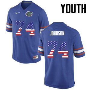 Youth Fred Johnson Blue UF #74 USA Flag Fashion Stitch Jersey