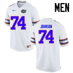 Men Fred Johnson White University of Florida #74 Player Jersey