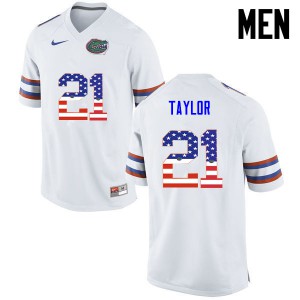 Men's Fred Taylor White Florida #21 USA Flag Fashion Player Jerseys
