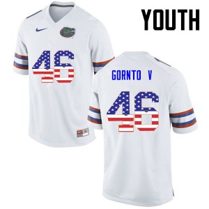 Youth Harry Gornto V White University of Florida #46 USA Flag Fashion Stitched Jerseys