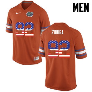 Men's Jabari Zuniga Orange UF #92 USA Flag Fashion Stitched Jersey