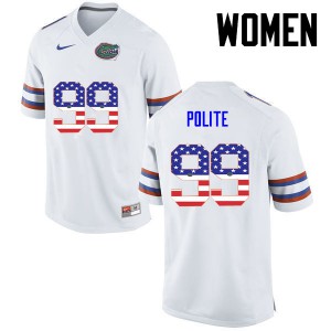 Women Jachai Polite White University of Florida #99 USA Flag Fashion University Jersey