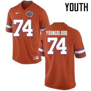 Youth Jack Youngblood Orange Florida Gators #74 Embroidery Jerseys