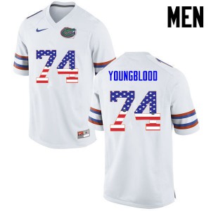 Men's Jack Youngblood White UF #74 USA Flag Fashion Embroidery Jersey