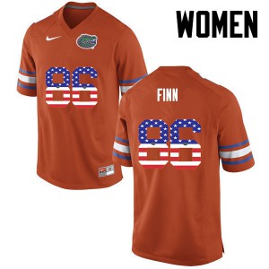 Women's Jacob Finn Orange University of Florida #86 USA Flag Fashion NCAA Jersey