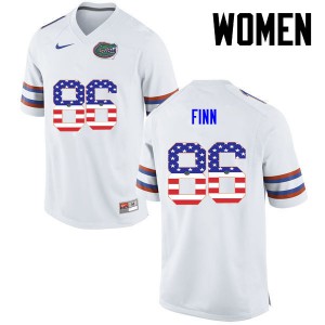 Women Jacob Finn White University of Florida #86 USA Flag Fashion Football Jerseys