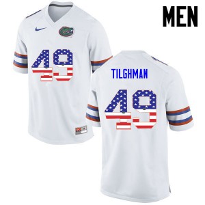 Men Jacob Tilghman White University of Florida #49 USA Flag Fashion Official Jerseys