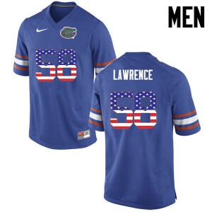 Men Jahim Lawrence Blue Florida Gators #58 USA Flag Fashion Stitch Jersey