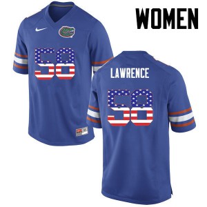 Womens Jahim Lawrence Blue Florida Gators #58 USA Flag Fashion High School Jerseys
