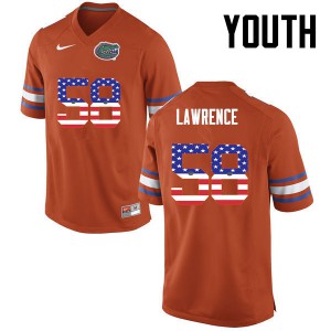 Youth Jahim Lawrence Orange University of Florida #58 USA Flag Fashion Football Jerseys