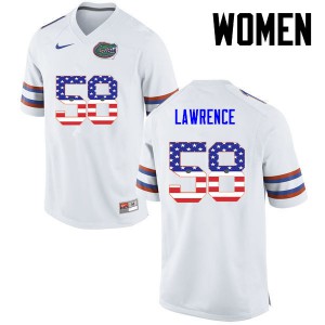 Womens Jahim Lawrence White University of Florida #58 USA Flag Fashion Alumni Jersey