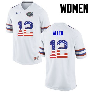 Women's Jake Allen White Florida #12 USA Flag Fashion Football Jersey