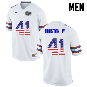 Mens James Houston IV White Florida #41 USA Flag Fashion Stitched Jersey