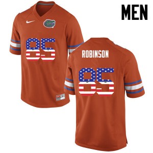 Men's James Robinson Orange Florida Gators #85 USA Flag Fashion Stitched Jerseys