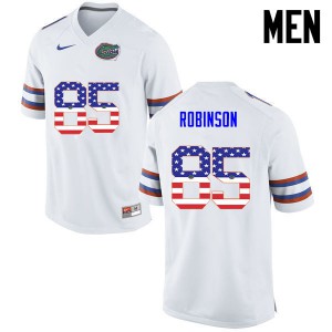 Mens James Robinson White University of Florida #85 USA Flag Fashion Player Jerseys