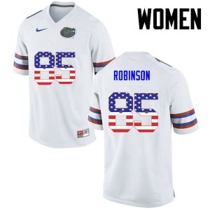 Women's James Robinson White Florida #85 USA Flag Fashion College Jersey