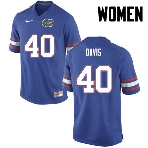 Women Jarrad Davis Blue UF #40 Football Jerseys