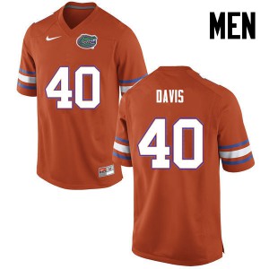Men's Jarrad Davis Orange Florida Gators #40 Stitch Jerseys