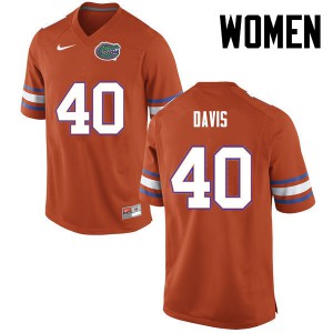 Womens Jarrad Davis Orange UF #40 College Jersey
