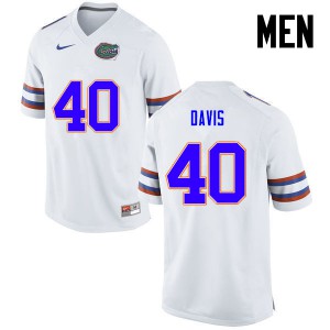 Men Jarrad Davis White Florida Gators #40 Football Jerseys
