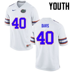 Youth Jarrad Davis White Florida Gators #40 Football Jersey