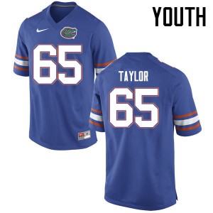 Youth Jawaan Taylor Blue Florida Gators #65 Stitch Jersey