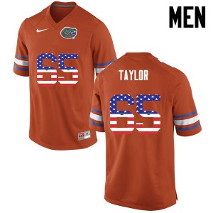 Men Jawaan Taylor Orange Florida Gators #65 USA Flag Fashion NCAA Jerseys