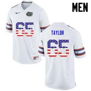 Men Jawaan Taylor White UF #65 USA Flag Fashion High School Jerseys