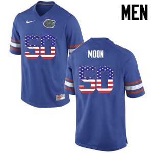 Mens Jeremiah Moon Blue University of Florida #50 USA Flag Fashion Official Jersey