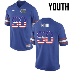 Youth Jeremiah Moon Blue UF #50 USA Flag Fashion NCAA Jersey