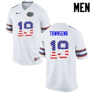 Men Johnny Townsend White UF #19 USA Flag Fashion Player Jersey