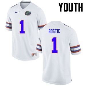 Youth Jonathan Bostic White Florida #1 Stitch Jerseys