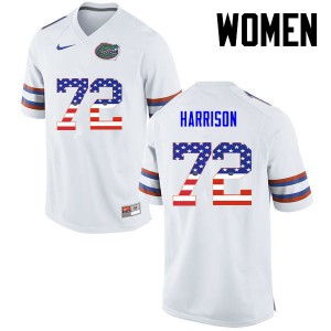 Womens Jonotthan Harrison White Florida #72 USA Flag Fashion Stitched Jerseys