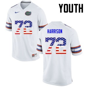 Youth Jonotthan Harrison White University of Florida #72 USA Flag Fashion University Jerseys