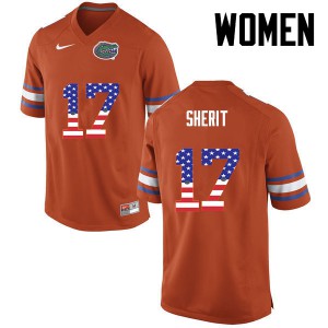 Women Jordan Sherit Orange Florida #17 USA Flag Fashion Official Jersey
