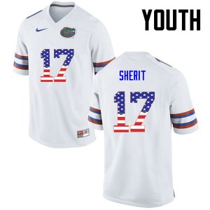Youth Jordan Sherit White Florida Gators #17 USA Flag Fashion NCAA Jersey