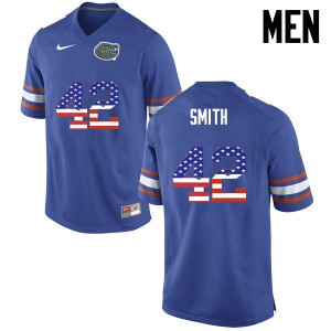 Men's Jordan Smith Blue Florida #42 USA Flag Fashion Official Jerseys