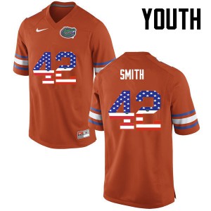 Youth Jordan Smith Orange Florida Gators #42 USA Flag Fashion Alumni Jerseys