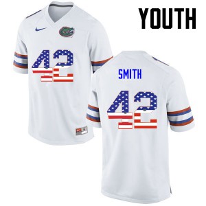 Youth Jordan Smith White Florida #42 USA Flag Fashion College Jersey