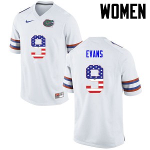 Women's Josh Evans White University of Florida #9 USA Flag Fashion Alumni Jerseys