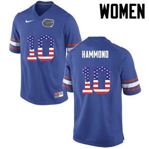 Women's Josh Hammond Blue University of Florida #10 USA Flag Fashion Embroidery Jersey