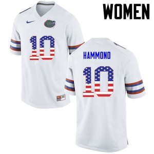 Women's Josh Hammond White Florida #10 USA Flag Fashion NCAA Jersey