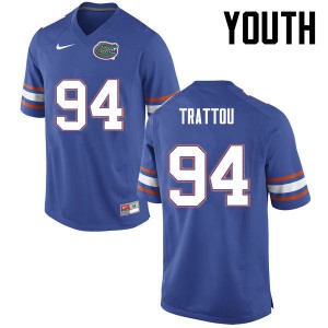 Youth Justin Trattou Blue Florida #94 Embroidery Jerseys