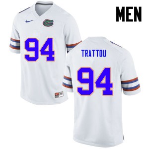 Men Justin Trattou White Florida Gators #94 Stitch Jersey