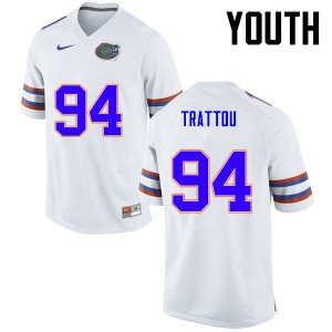 Youth Justin Trattou White UF #94 High School Jersey